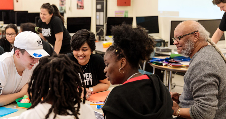 Faculty and students at Madison Park Technical Vocational High School