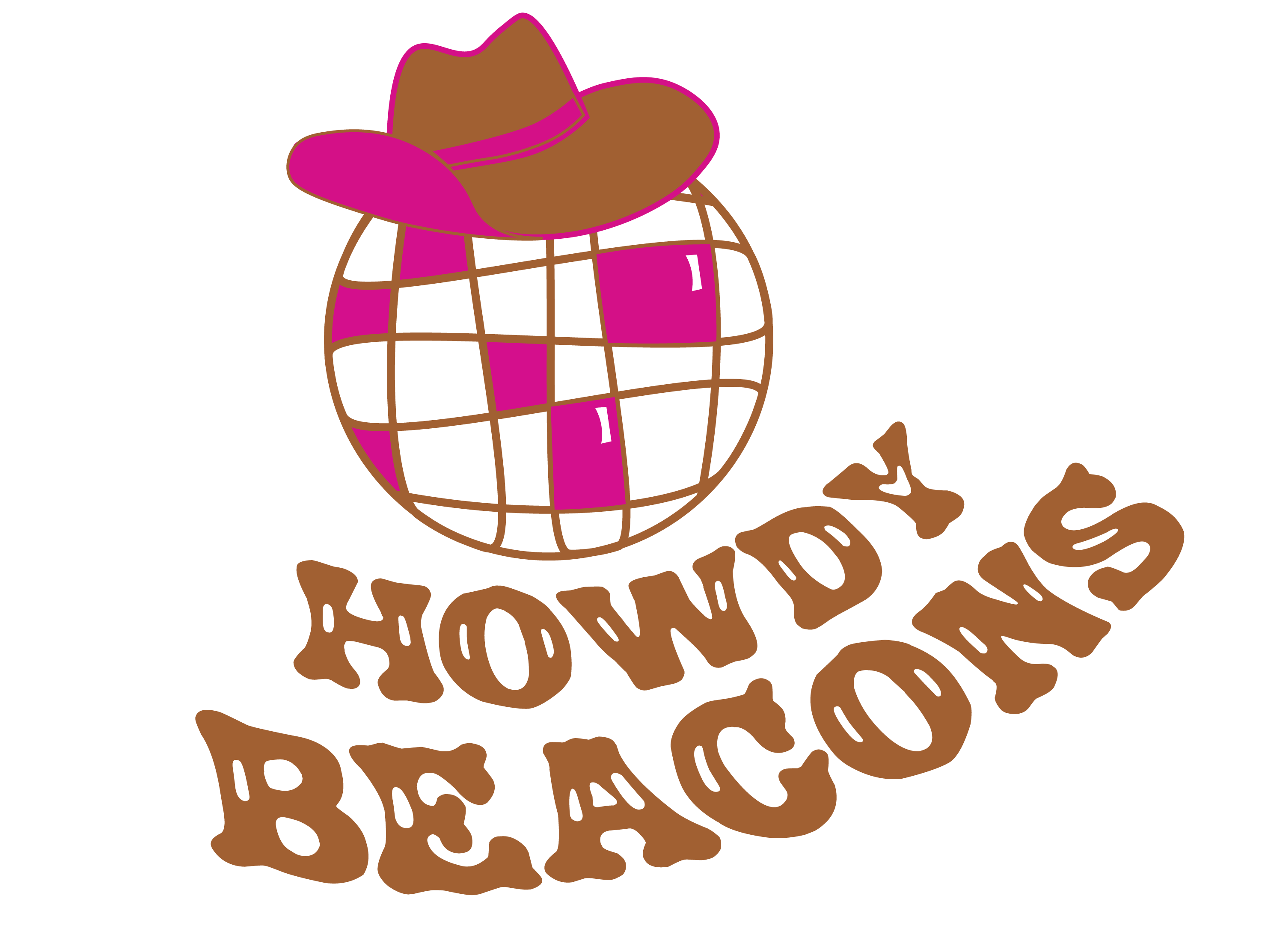 Brown and Pink Disco Ball with a Stetson Hat with text